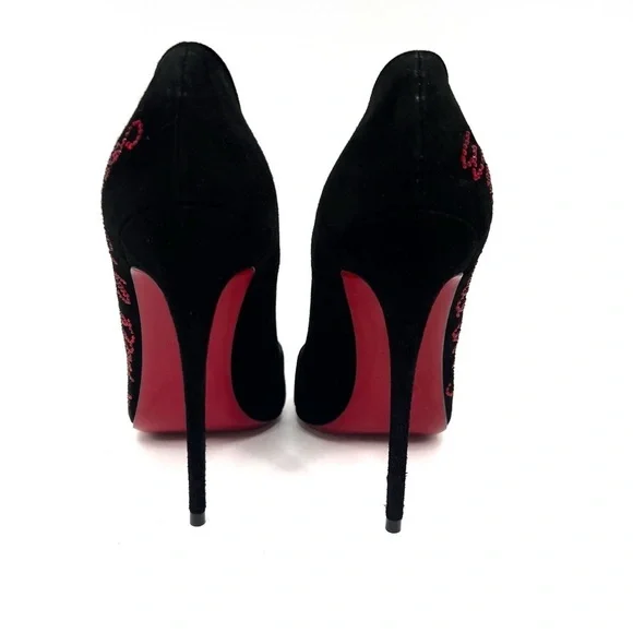 Christian Louboutin Black Stiletto Heels Walk A Mile In My Shoes Collection 38 - Picture 4 of 15